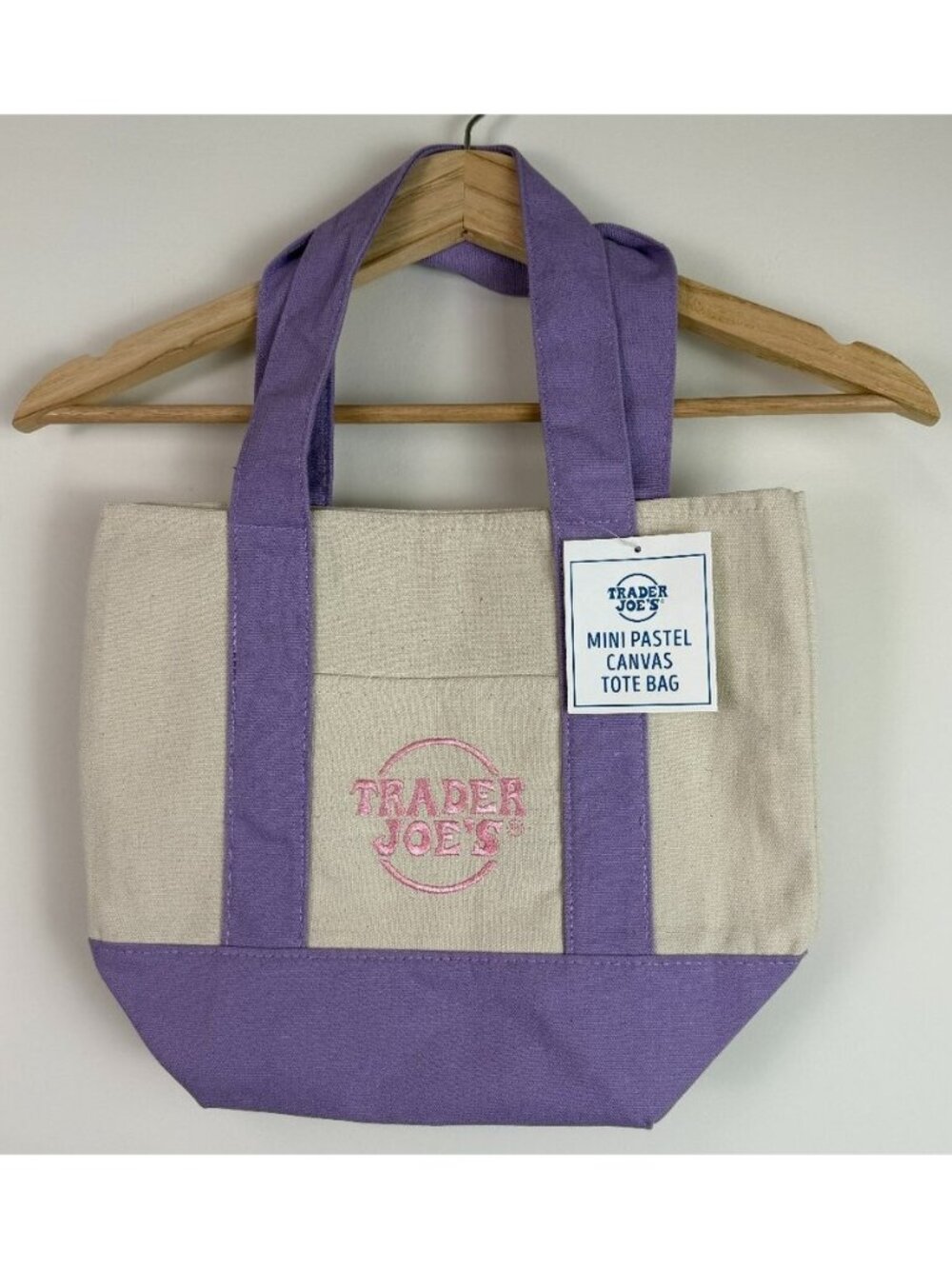 Trader Joe’s Mini Pastel Canvas Tote Bag Limited Edition Purple